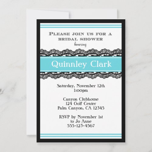 Blue Lace Bridal Shower Invitation