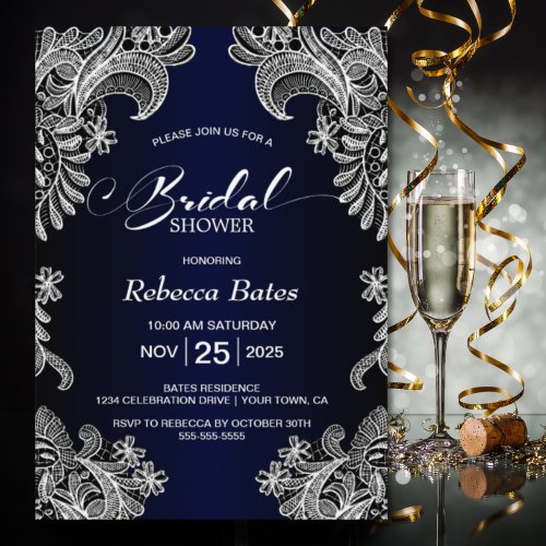 Blue Lace Bridal Shower Invitation