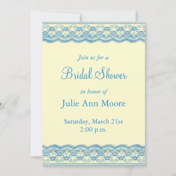 Blue Lace Bridal Shower Invitation by Lasting__Impressions at Zazzle