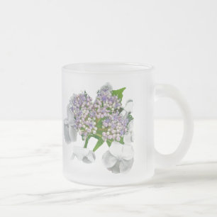 Blue Lace Cap Hydrangea Frosted Glass Coffee Mug
