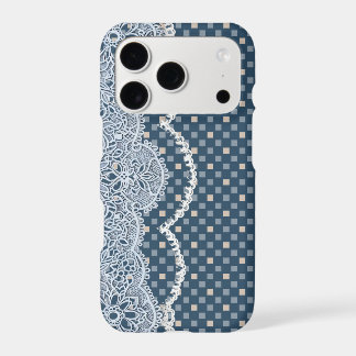 Blue Lace Checkerboard Phone Case