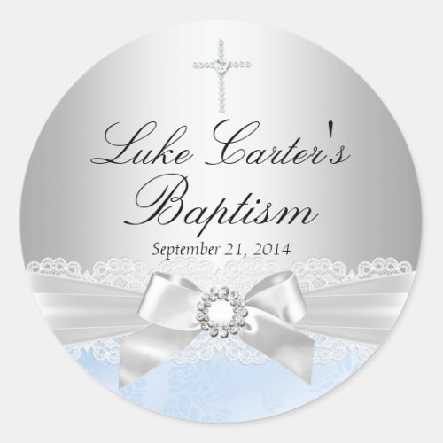 Blue Lace  Cross Baptism Sticker