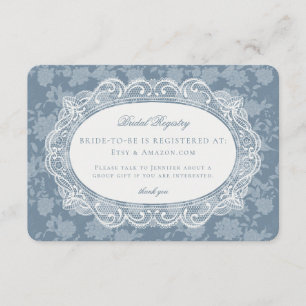 Blue Lace Doily Vintage Floral Bridal Registry Enclosure Card