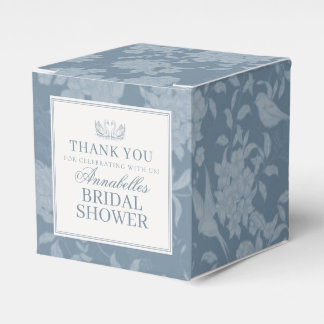 Blue Lace Doily Vintage Floral Bridal Shower Favor Boxes