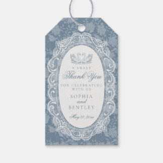 Blue Lace Doily Vintage Floral Bridal Shower Gift Tags