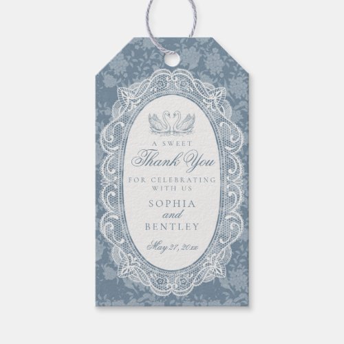 Blue Lace Doily Vintage Floral Bridal Shower Gift Tags
