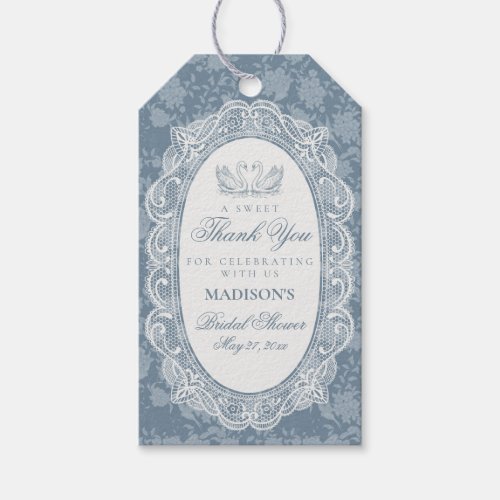 Blue Lace Doily Vintage Floral Bridal Shower Gift Tags