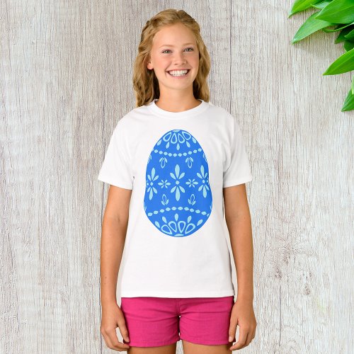 Blue Lace Easter Egg Girls T_Shirt