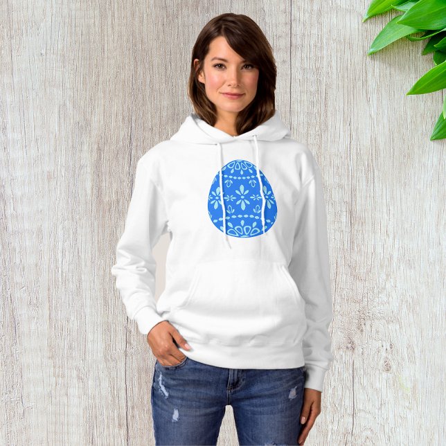 Blue Lace Easter Egg Womens Hoodie (Creator Uploaded)