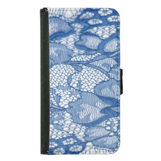 Blue lace fabric, African tulle design. Samsung Galaxy S5 Wallet Case