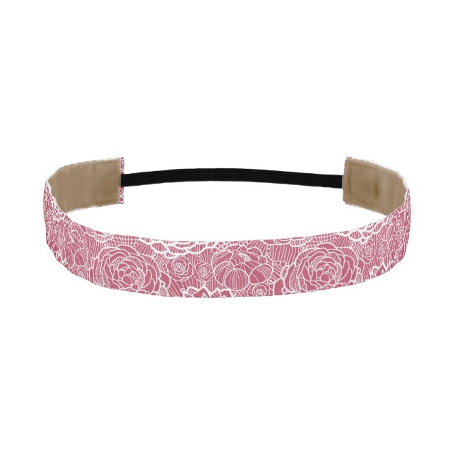 Blue lace flowers pattern background athletic headband (Front)