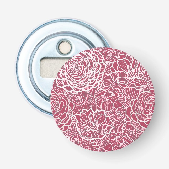 Blue lace flowers pattern background bottle opener (Front)