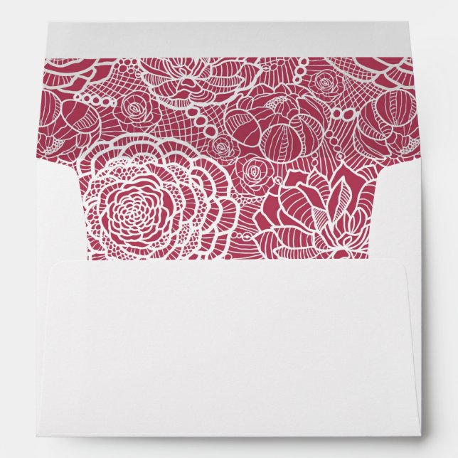 Blue lace flowers pattern background envelope (Back (Bottom))