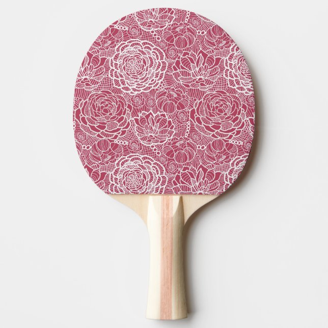 Blue lace flowers pattern background Ping-Pong paddle (Front)