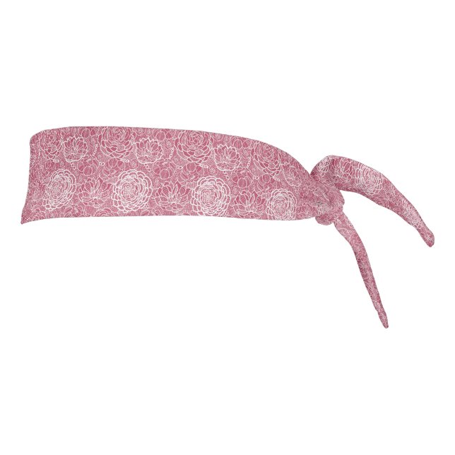 Blue lace flowers pattern background tie headband (Rotate 90)