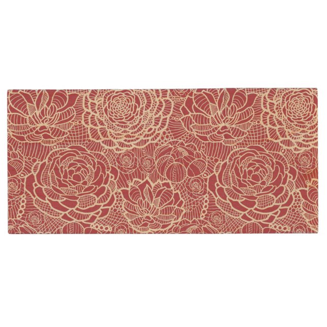 Blue lace flowers pattern background wood flash drive (Front)