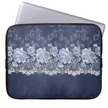 Blue Lace Look Laptop Sleeve by JLBIMAGES at Zazzle