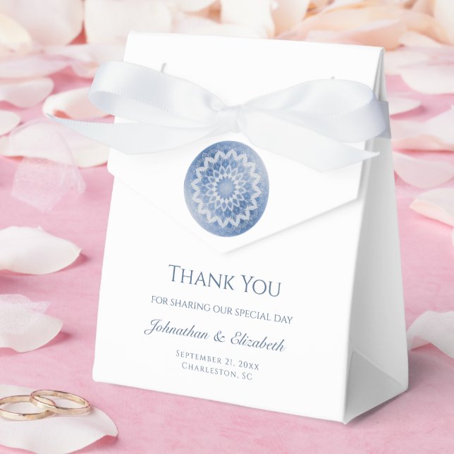 Blue Lace Mandala Wedding Favor Boxes (Wedding)