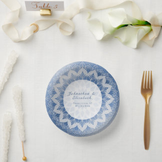 Blue Lace Mandala Wedding Paper Bowls