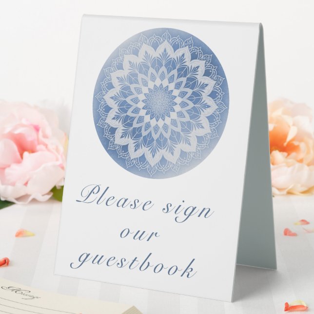 Blue Lace Mandala Wedding Table Tent (In SItu (Wedding))