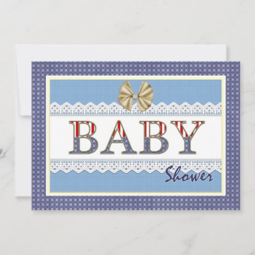 Blue Lace Patriotic Baby Shower Card Invitation
