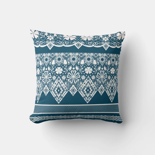 Blue lace pattern . throw pillow (Front)