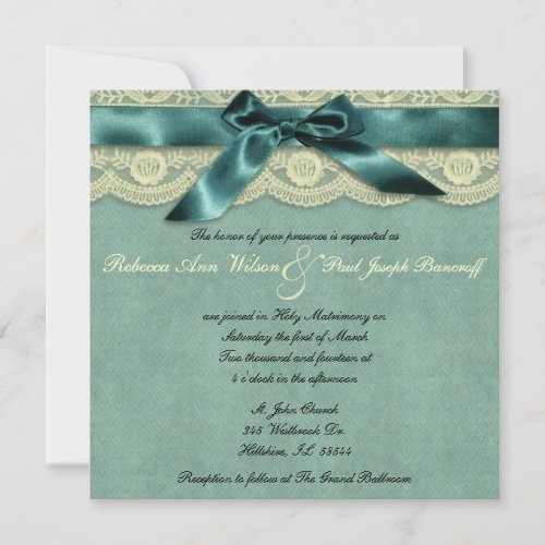 Blue Lace Vintage Wedding Invitation