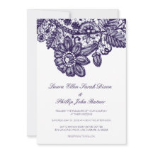 Blue Lace Wedding Invitation