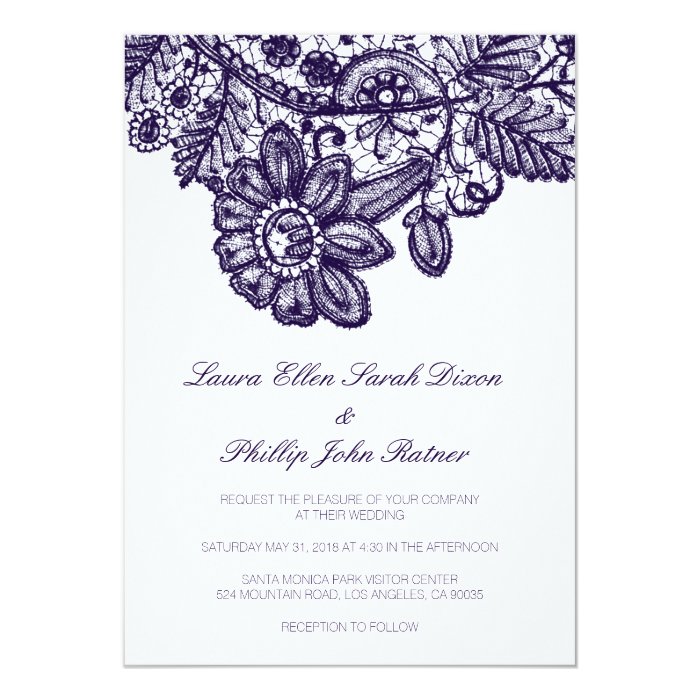 Blue Lace Wedding Invitation | Zazzle