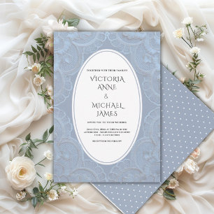 Blue Lace Whimsical Vintage Wedding Invitation