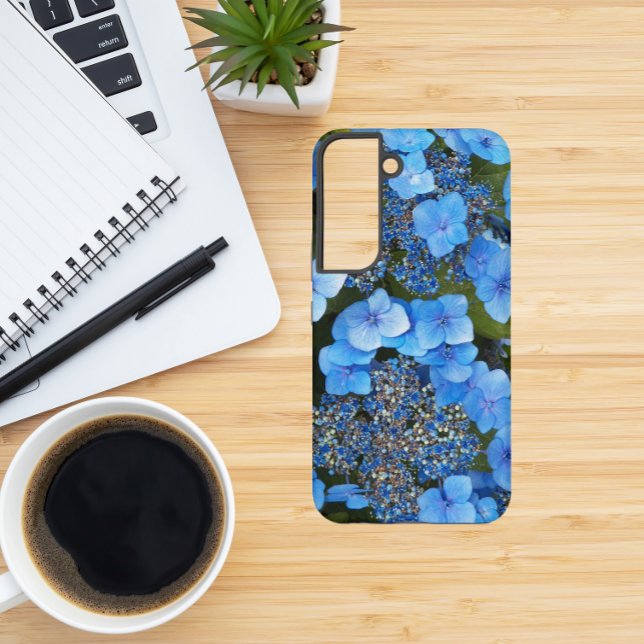 Blue Lacecap Hydrangea Blooms Floral Samsung Galaxy Case (In Situ)