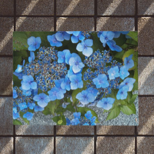 Blue Lacecap Hydrangea Floral Doormat