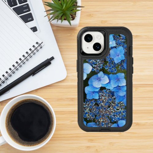 Blue Lacecap Hydrangea Floral iPhone 15 Case