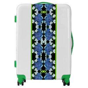 Blue Lacecap Hydrangea Flower Abstract Monogram Luggage