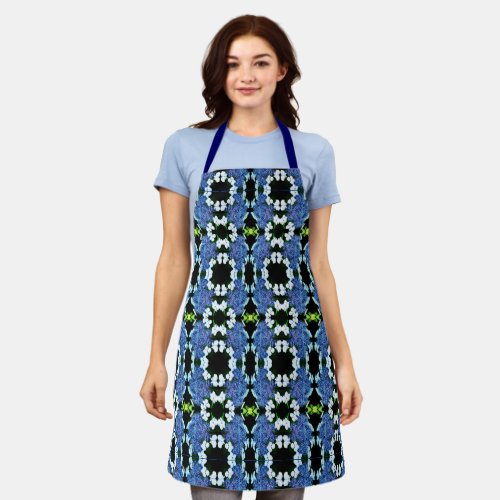 Blue Lacecap Hydrangea Flower Close Up Abstract  Apron