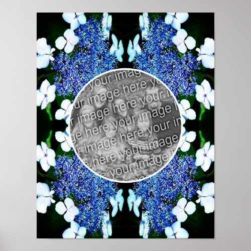 Blue Lacecap Hydrangea Flower Frame Add Your Photo Poster