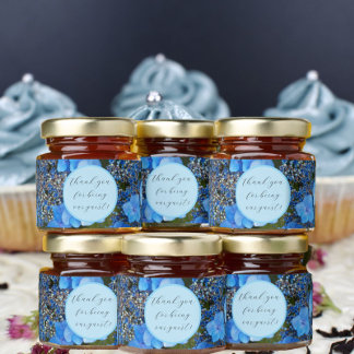 Blue Lacecap Hydrangea Flowers Thank You Honey Jar Favors