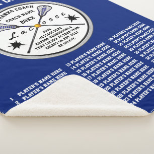 Blue Lacrosse Coach Gifts with ALL Player's Names Sherpa Blanket