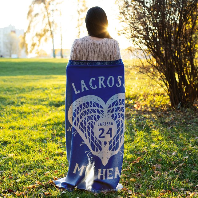Blue Lacrosse My Heart Fleece Blanket (Creator Uploaded)