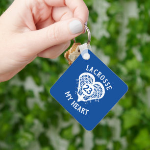 Blue Lacrosse My Heart Photo Keychain
