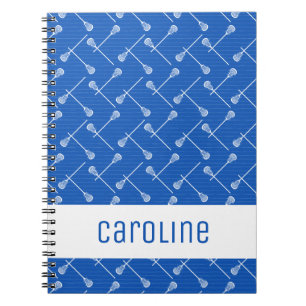Blue Lacrosse White Sticks Patterned Notebook