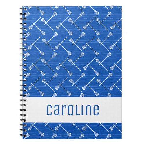 Blue Lacrosse White Sticks Patterned Notebook