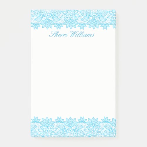 Blue Lacy Personalized Post It Note Pad