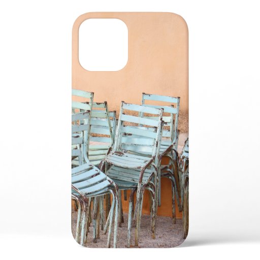 BLUE LADDERBACK CHAIRS NEAR BROWN PAINTED WALL iPhone 12 CASE