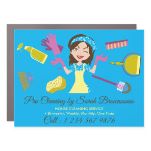 Blue Lady Cleaning Services Washing Tile Wall Car Magnet