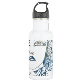Blue Lady Flower Stainless Steel Water Bottle