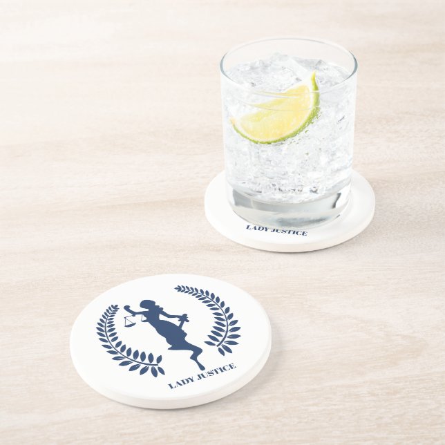 Blue Lady Justice logo Coaster (Side)