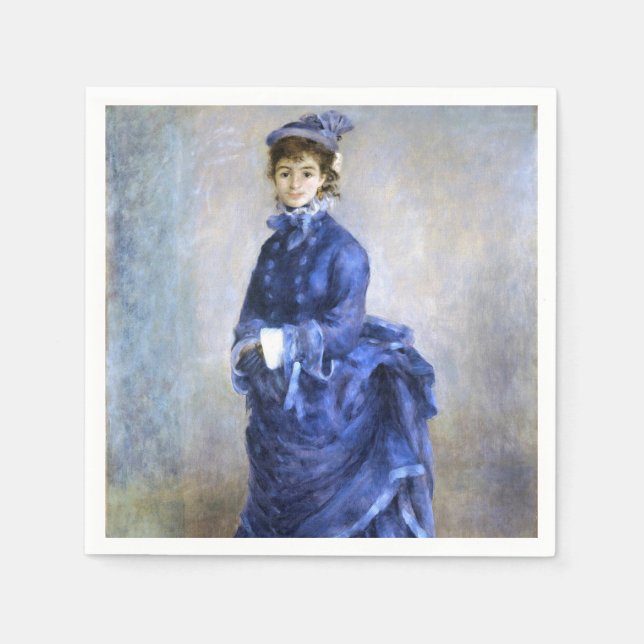 Blue Lady  Parisienne Renoir Impressionist Paint Napkins (Front)