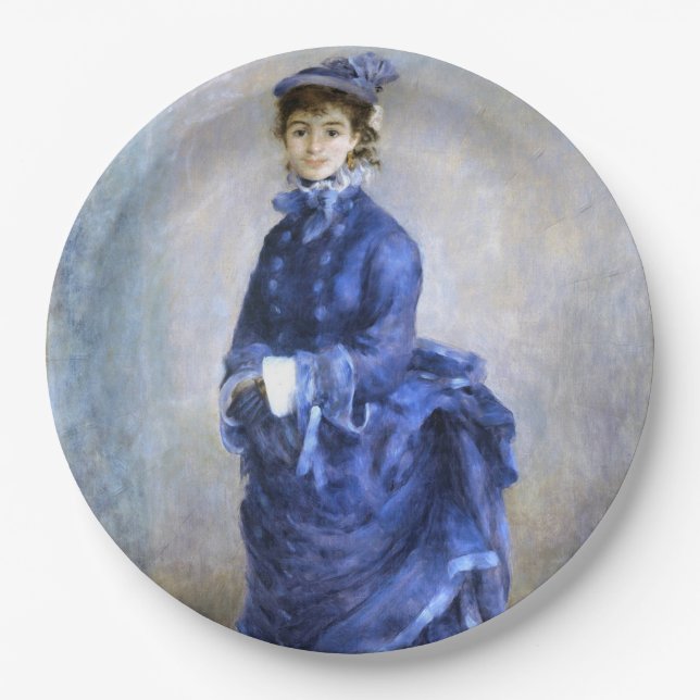 Blue Lady  Parisienne Renoir Impressionist Paint Paper Plates (Front)