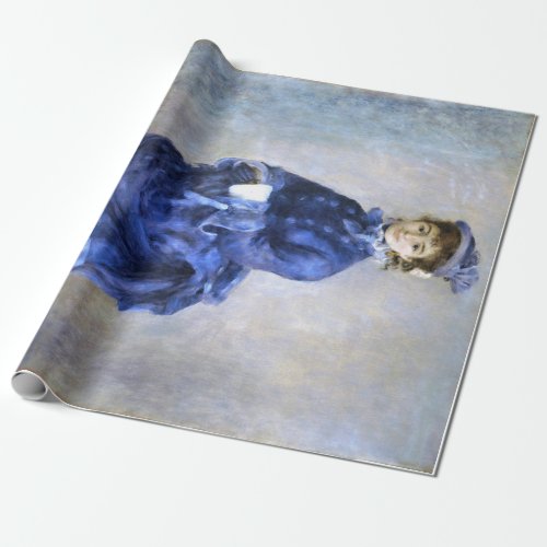 Blue Lady  Parisienne Renoir Impressionist Paint Wrapping Paper